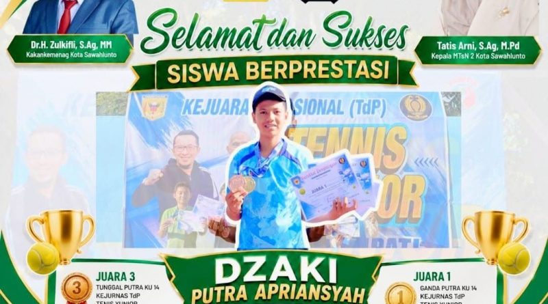 Dzaki Siswa MTsN 2 Kota Sawahlunto Kembali Harumkan Nama Daerah dan Madrasah di Kejurnas TdP Tenis Yunior Piala Bupati Tanah Datar 2026 Dzaki Siswa MTsN 2 Kota Sawahlunto Kembali Harumkan Nama Daerah dan Madrasah di Kejurnas TdP Tenis Yunior Piala Bupati Tanah Datar 2026