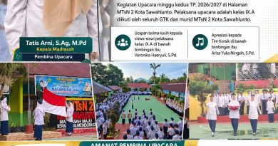 Awali Pekan Kedua Tahun Pelajaran 2026/2027, Kepala MTsN 2 Kota Sawahlunto Tekankan Disiplin, Prestasi, dan Budaya Madrasah