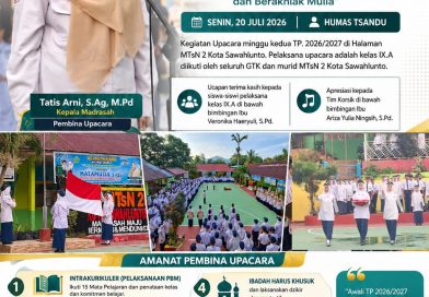Awali Pekan Kedua Tahun Pelajaran 2026/2027, Kepala MTsN 2 Kota Sawahlunto Tekankan Disiplin, Prestasi, dan Budaya Madrasah