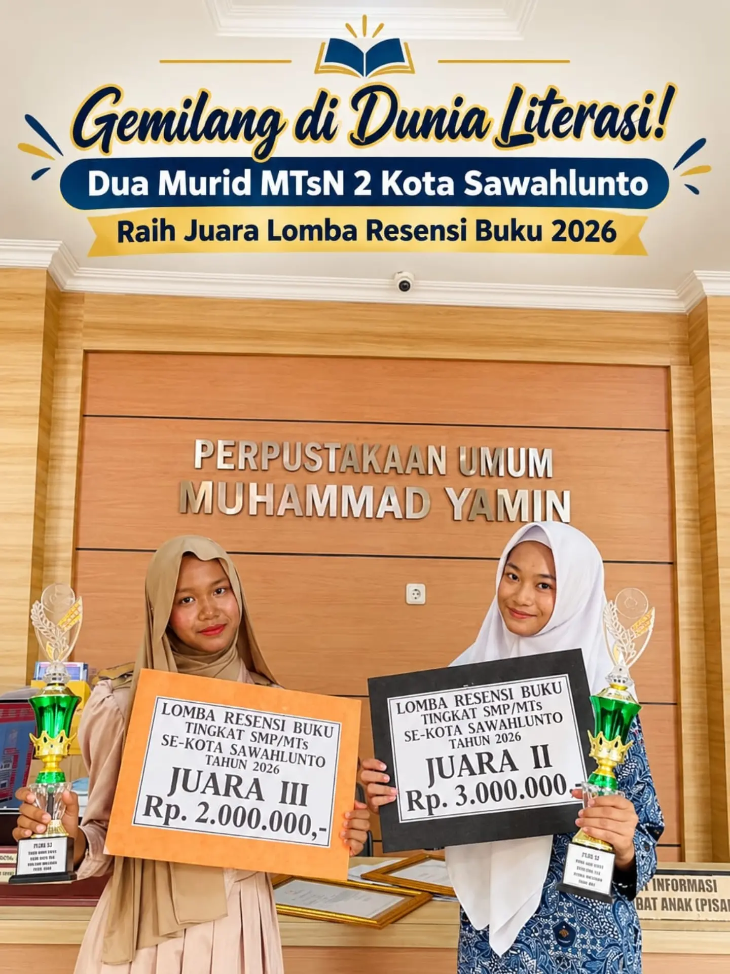 Gemilang di Dunia Literasi! 2 Murid MTsN 2 Kota Sawahlunto Raih Juara Lomba Resensi Buku 2026 Gemilang di Dunia Literasi! 2 Murid MTsN 2 Kota Sawahlunto Raih Juara Lomba Resensi Buku 2026